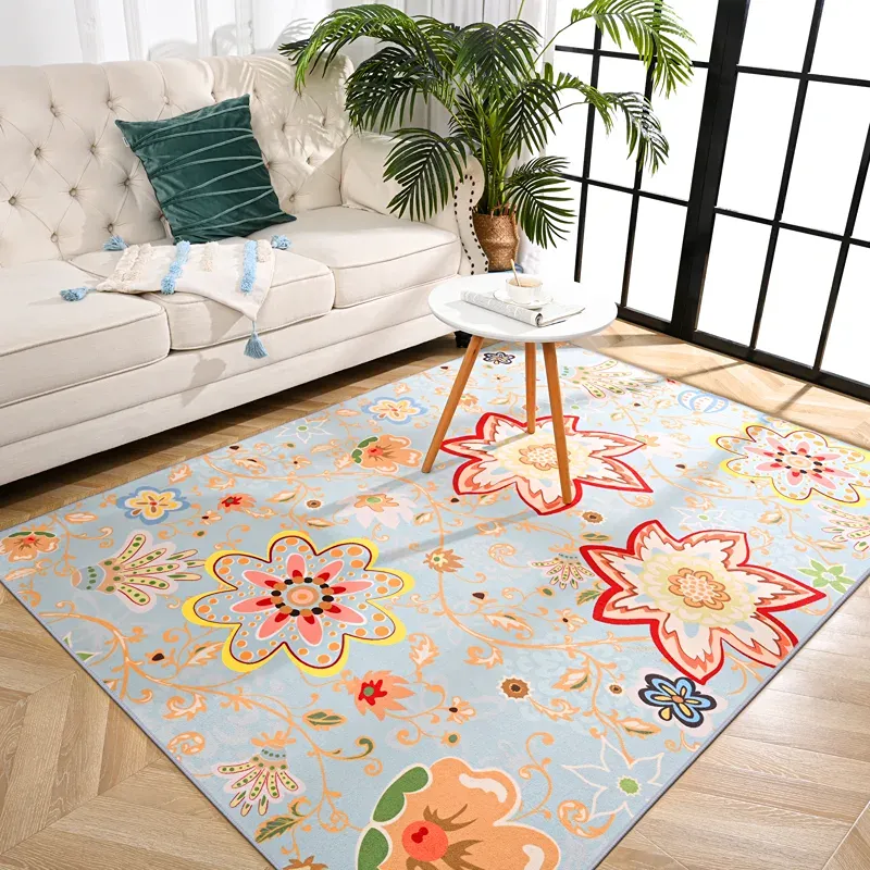 Demetia Floral Microfibre Washable Area Rug