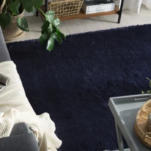 EVREN Dark Blue Plush Shaggy Rugs