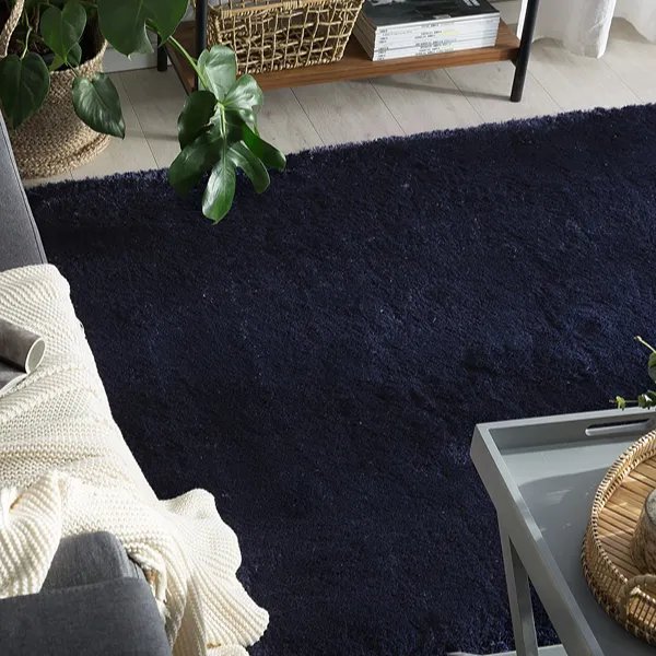 EVREN Dark Blue Plush Shaggy Rugs