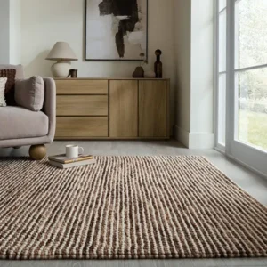 Nico Wool Striped Woven Shaggy Rugs