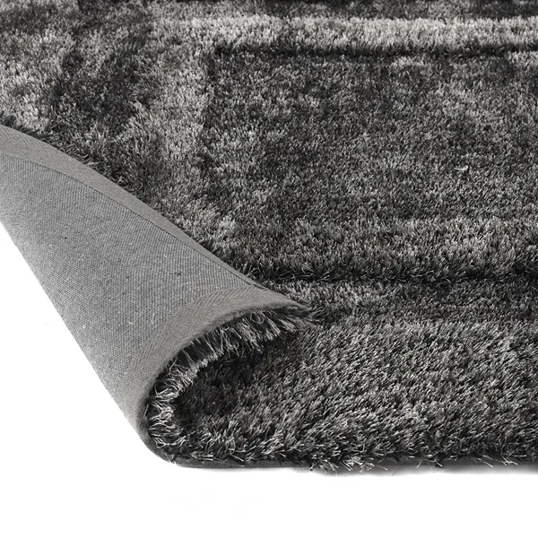 Origins Frame Charcoal-Grey Plush Shaggy Rugs