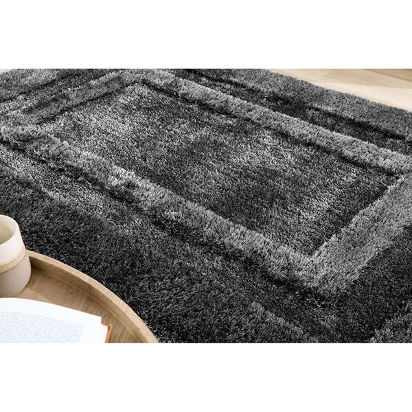 Origins Frame Charcoal Grey Plush Shaggy-Rugs