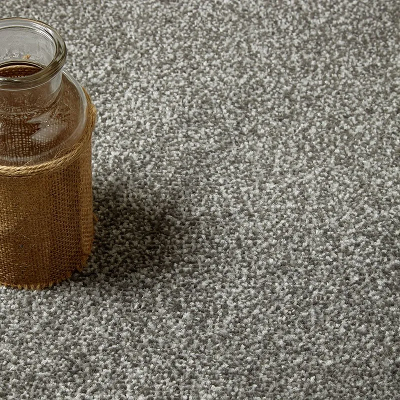 Steel Grey Flecked Saxony Polyester Carpet