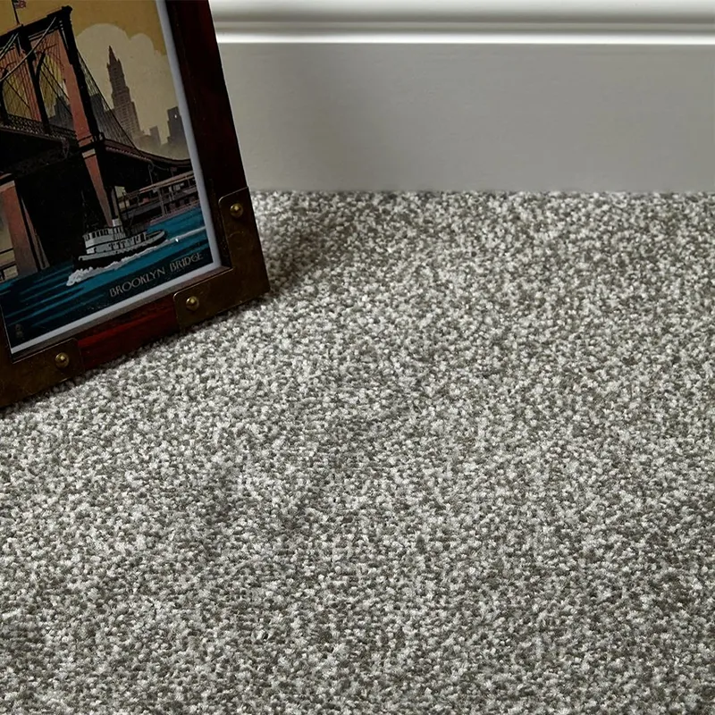 Steel Grey Flecked Saxony Polyester Carpets