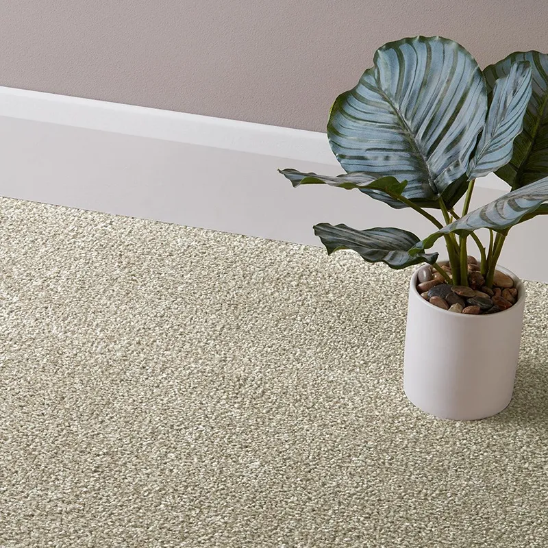 Stone Beige Flecked Saxony Polyester Carpet