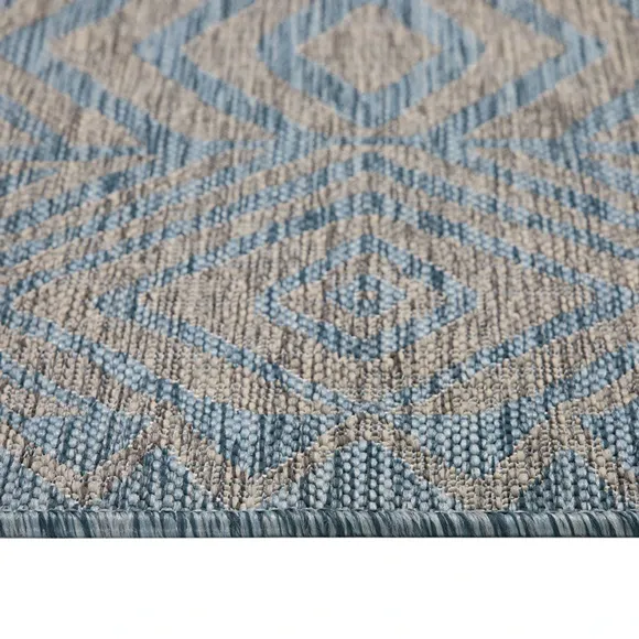 Aqua Blue Aztec Outdoor Rug 2
