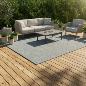 Aqua Blue Aztec Outdoor Rug