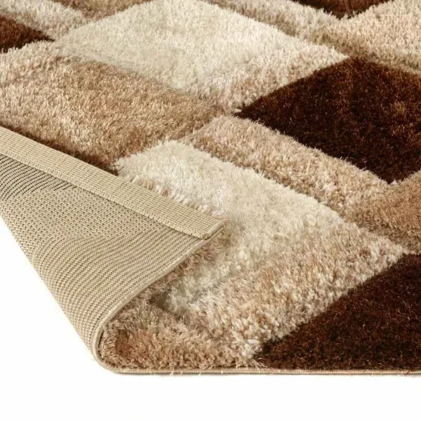 Beige 3D Geometric Shaggy Rug 1