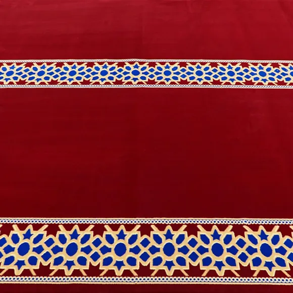 Deep Red Mosque Carpet with Saff Row Design 1