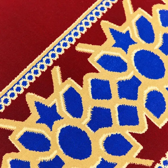 Deep Red Mosque Carpet with Saff Row Design 2