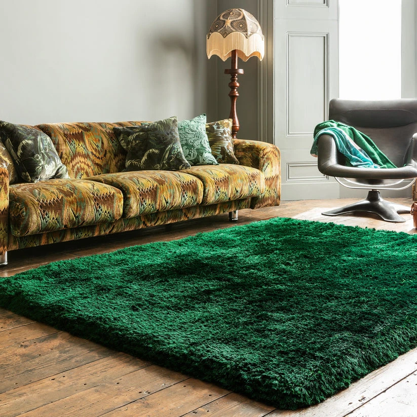 Emerald Green Plush Plain Shaggy Rug