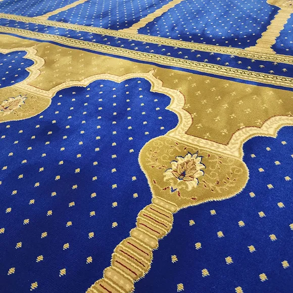Navy Blue Arch Design Mosque Carpet 1