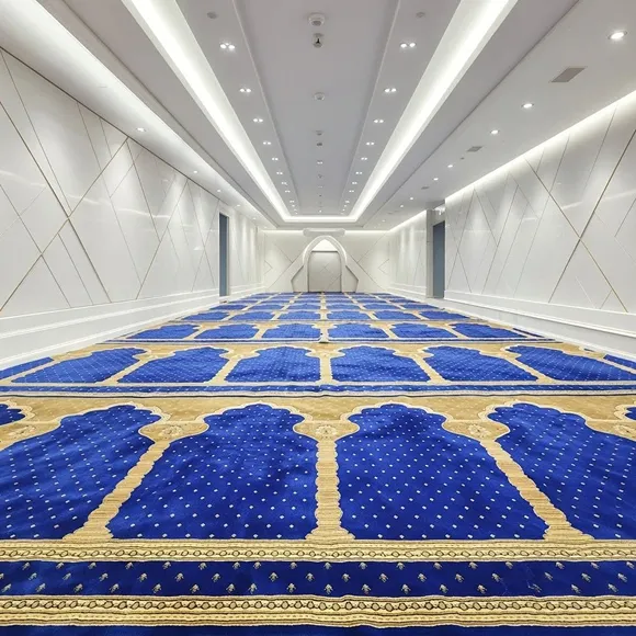 Navy Blue Arch Design Mosque Carpet