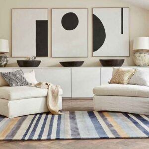 Putty Beige Striped Wool Rug