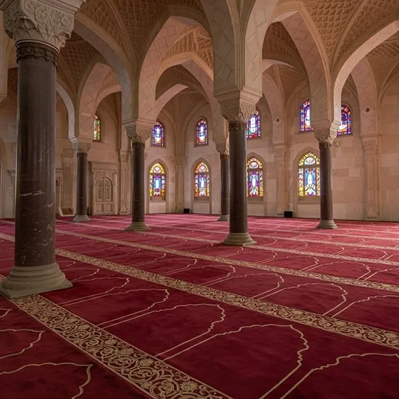 Red Premium Mosque Prayer Carpet - Image 2