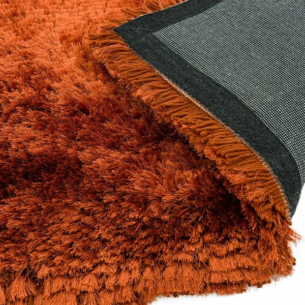 Rust Plain Plush Shaggy Rug 2