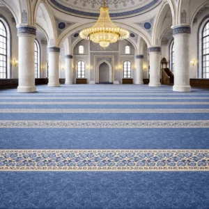 Sky Blue Mosque Carpet with Saff Row Design