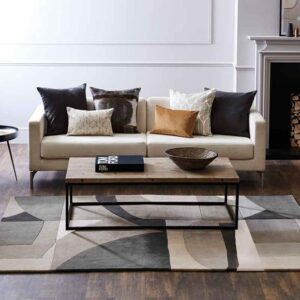 Stone Grey Modern Geometric Wool Rug